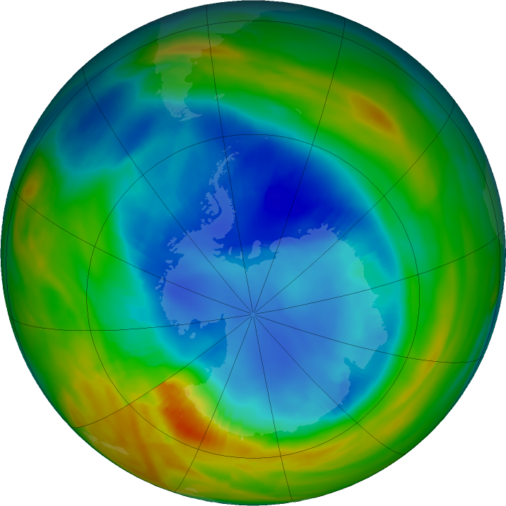 Antarctic ozone map for 19 August 2017